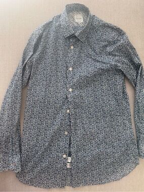 Paul Smith Navy and White Micro Floral Button-Down Shirt